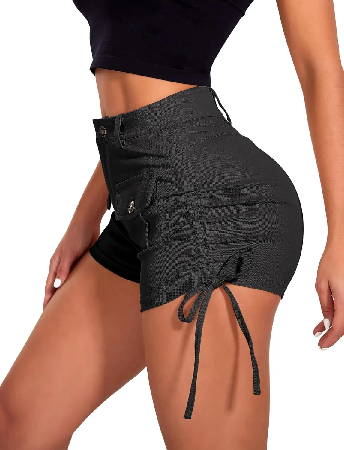 Women's Stretchy Jean Shorts Booty Denim Shorts with Front Pocket Club Night
