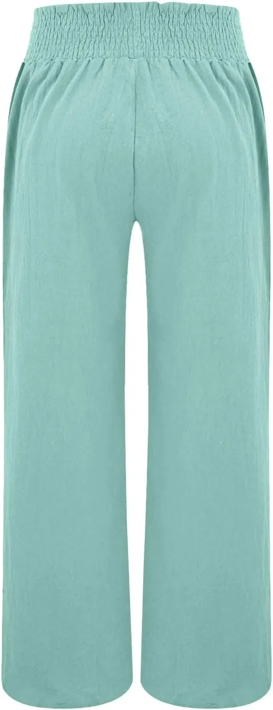 Womens Tall Dress Pants Wide Leg High Waist Summer Casual Boho Trousers Travel Vacation Long Work
