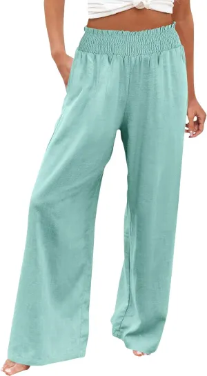 Womens Tall Dress Pants Wide Leg High Waist Summer Casual Boho Trousers Travel Vacation Long Work