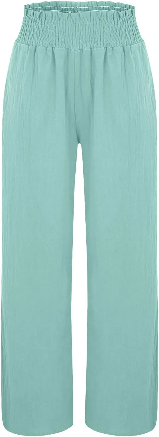 Womens Tall Dress Pants Wide Leg High Waist Summer Casual Boho Trousers Travel Vacation Long Work