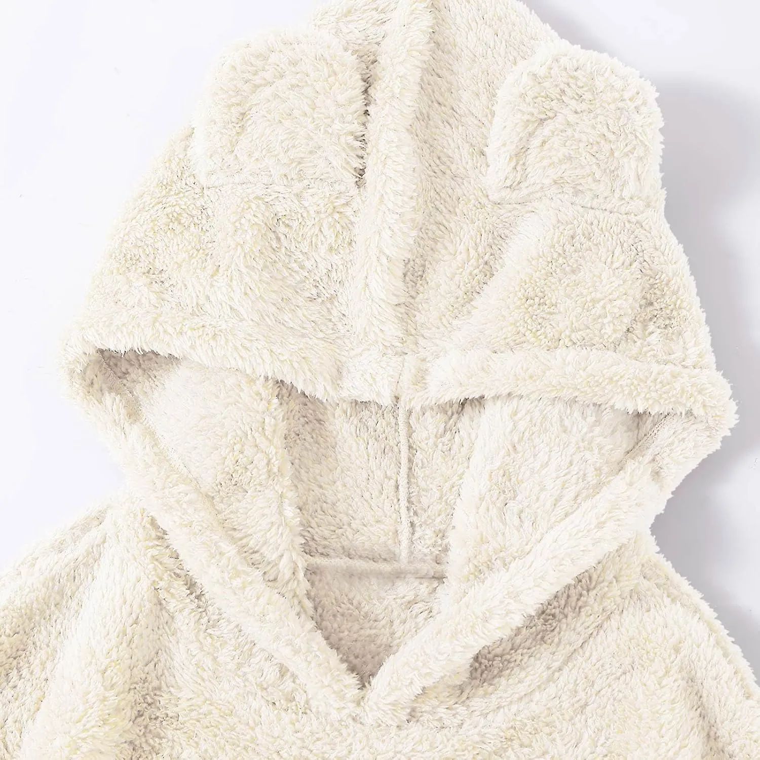 Womens Teddy Hoodies Fuzzy Fleece Shaggy Oversized Sweatshirts Winter Warm Long Sleeve Pullover with Pocket
