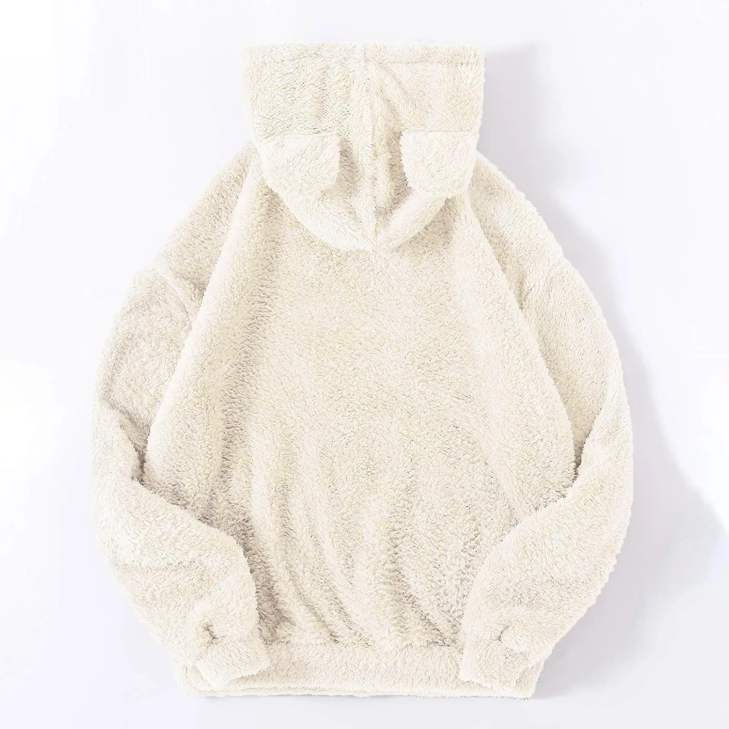 Womens Teddy Hoodies Fuzzy Fleece Shaggy Oversized Sweatshirts Winter Warm Long Sleeve Pullover with Pocket