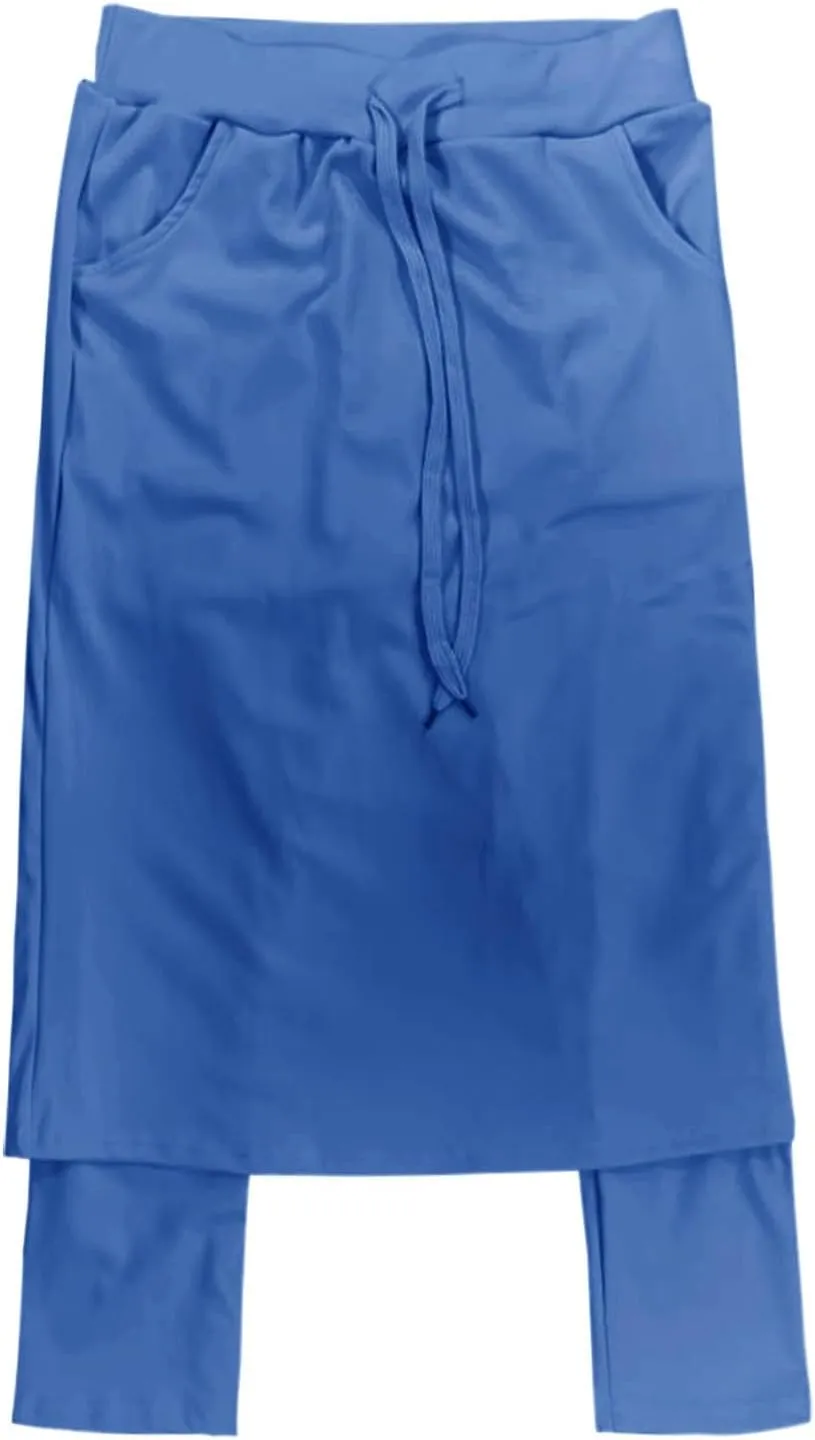 Womens Tennis Skirts with Leggings Knee Length High Waisted Yoga Capri Pants Golf Long Skorts with Pockets