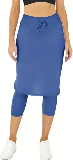 Womens Tennis Skirts with Leggings Knee Length High Waisted Yoga Capri Pants Golf Long Skorts with Pockets