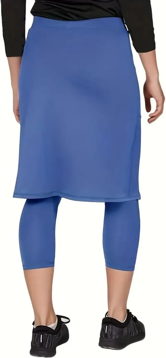 Womens Tennis Skirts with Leggings Knee Length High Waisted Yoga Capri Pants Golf Long Skorts with Pockets