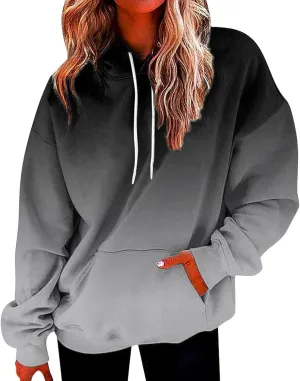 Womens Tie Dye Oversized Hoodie Long Sleeve Drop Shoulder Baggy Sweatshirts Lightweight Hooded Pullover With Pockets