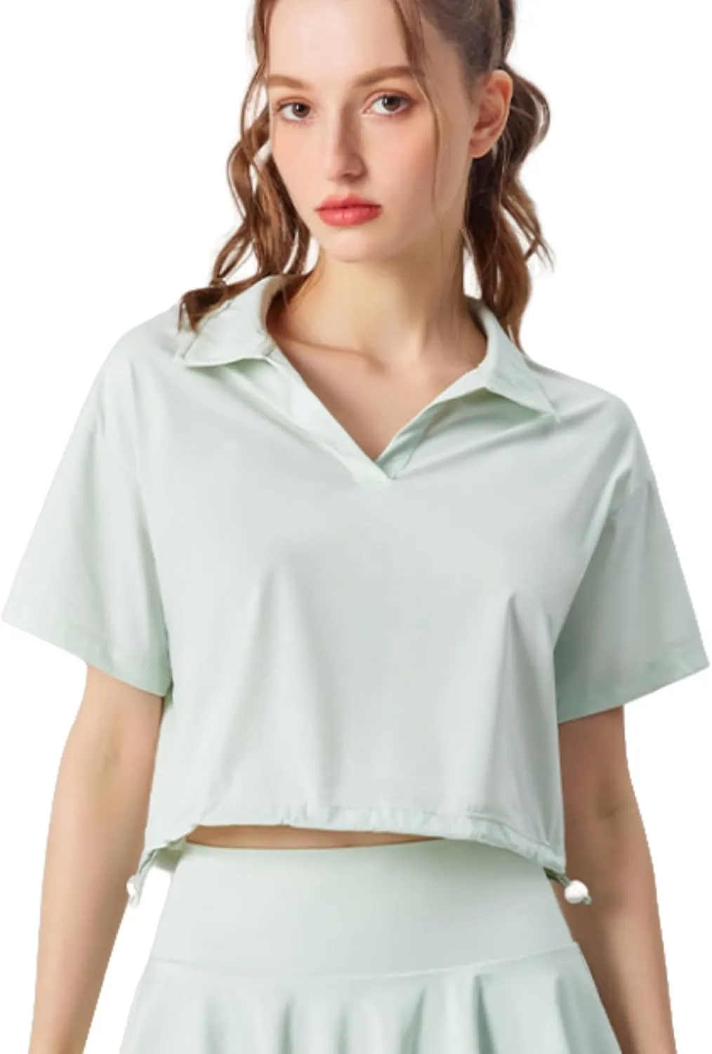 Women's UPF Sun Protection Workout T-Shirt,Breathable Gym Shirt with Drawstring Hem,Quick-Dry Running Top