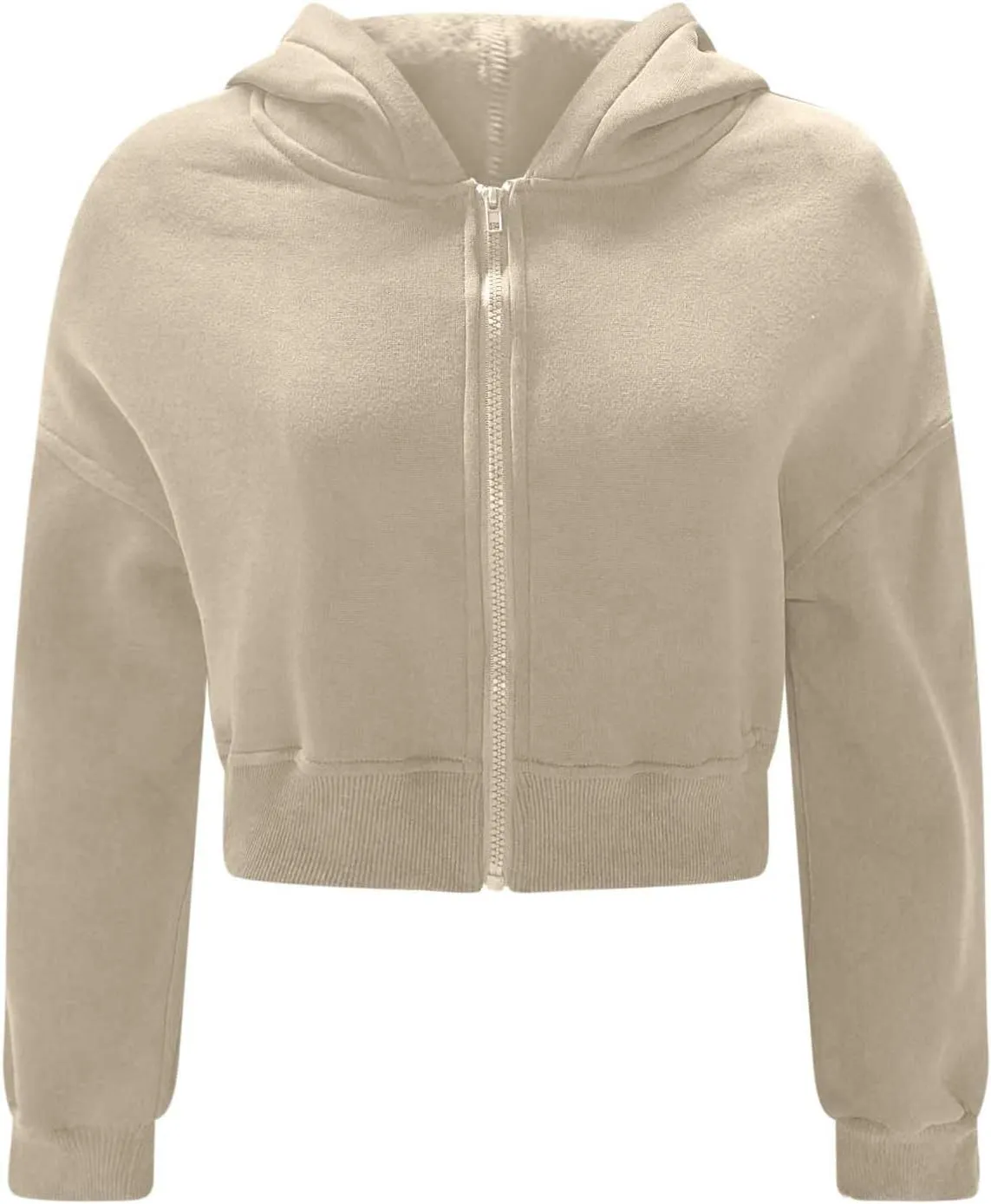 Womens Zip Up Cropped Sweatshirts Hoodie Long Sleeve Jacket Trendy Y2K Crop Tops 2024 Fashion Outfits Clothing