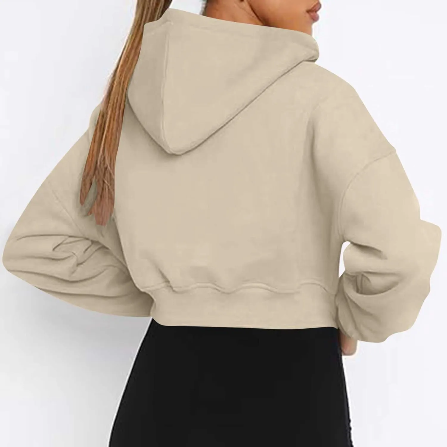 Womens Zip Up Cropped Sweatshirts Hoodie Long Sleeve Jacket Trendy Y2K Crop Tops 2024 Fashion Outfits Clothing