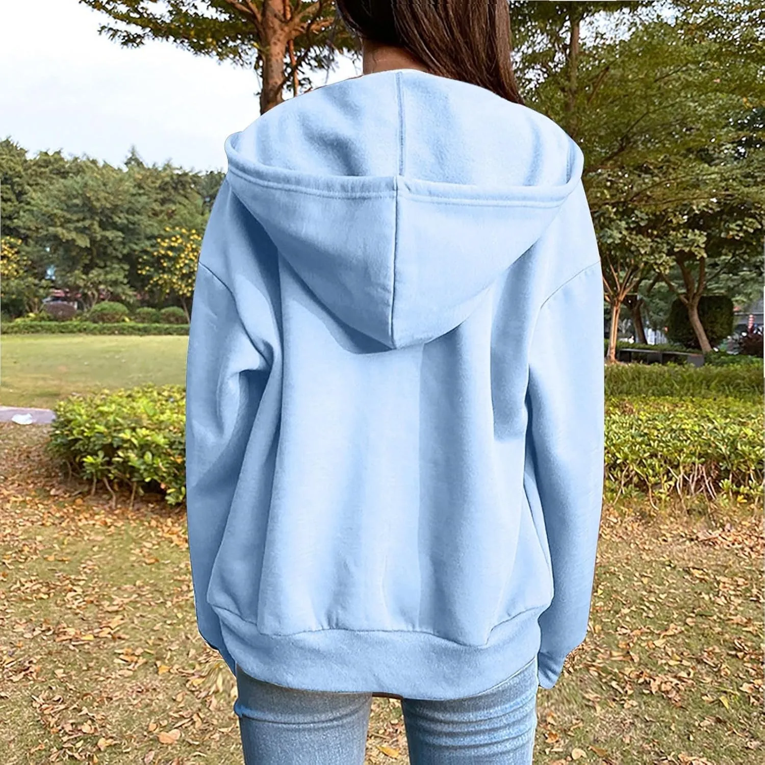 Women's Zip Up Fleece Sweatshirt Long Sleeve Fashion Pullover Hoodies Y2K Jacket with Pockets 2024 Fall Clothes