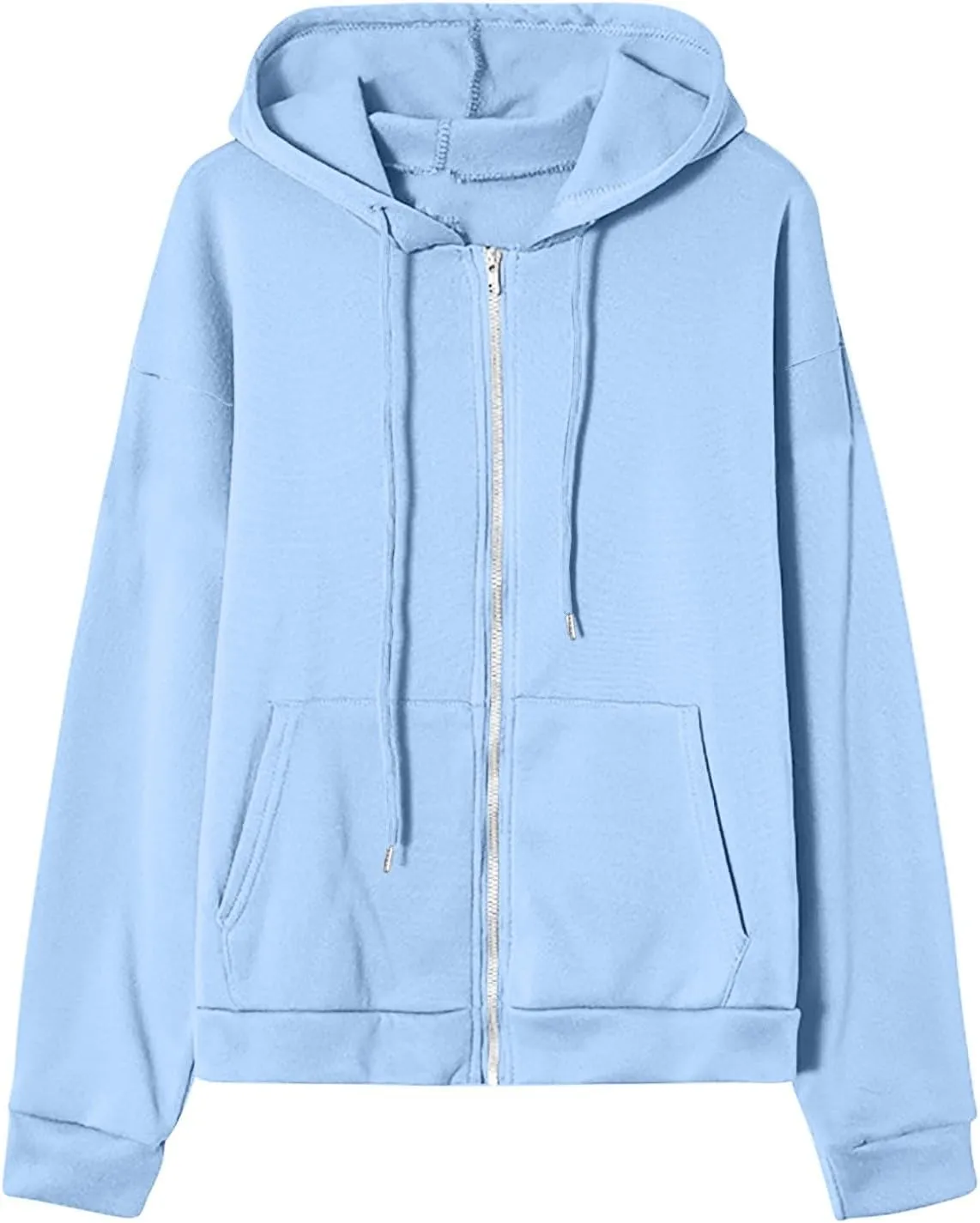 Women's Zip Up Fleece Sweatshirt Long Sleeve Fashion Pullover Hoodies Y2K Jacket with Pockets 2024 Fall Clothes