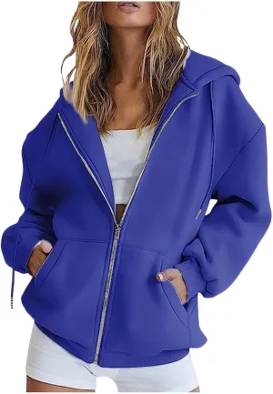 Womens Zip Up Hoodies Oversized Sweatshirts Black Zip Up Hoodie White Hoodie 2024 Winter Casual Jackets