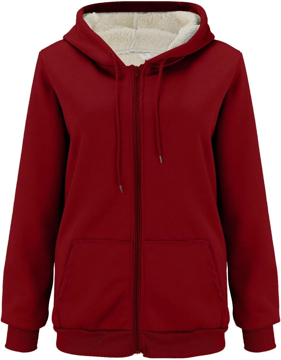 Womens Zip Up Hoodies Oversized Sweatshirts Warm Fleece Sherpa Lined Fashion Outfits Sweaters Casual Jackets