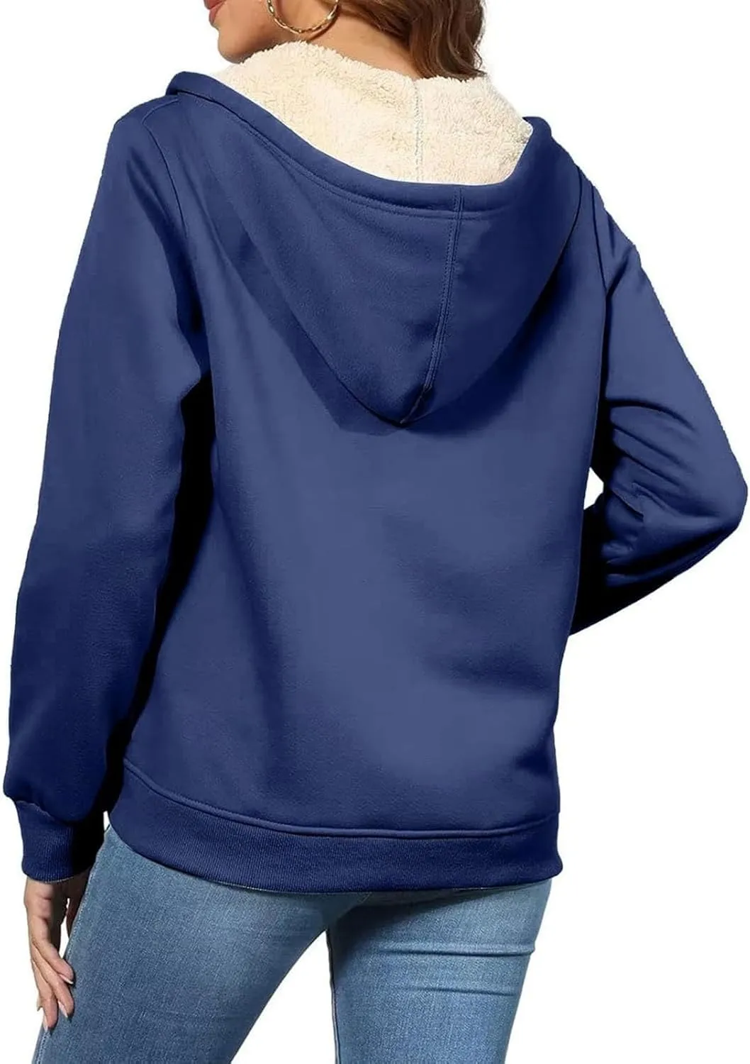 Womens Zip Up Hoodies Oversized Sweatshirts Warm Fleece Sherpa Lined Fashion Outfits Sweaters Casual Jackets