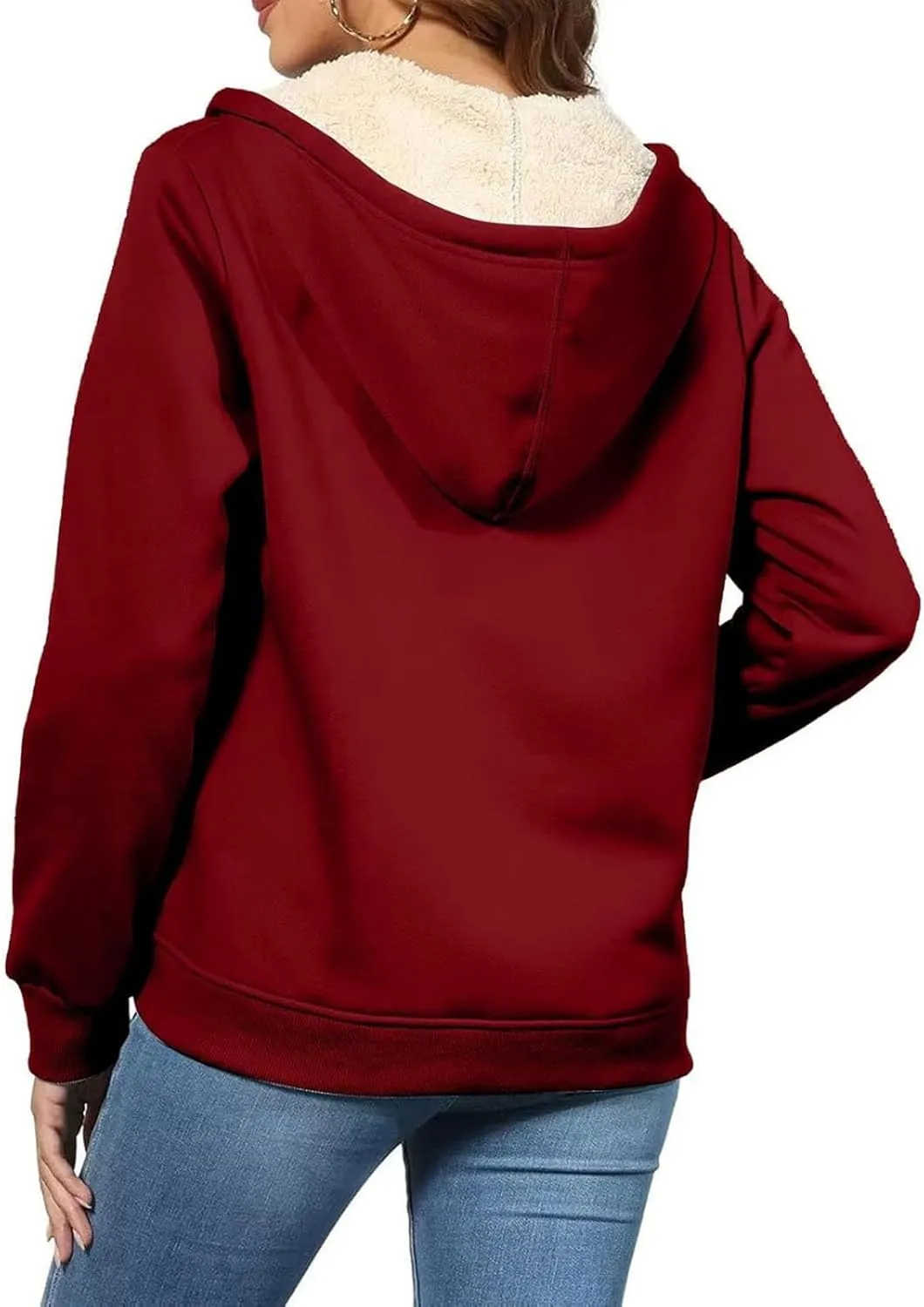 Womens Zip Up Hoodies Oversized Sweatshirts Warm Fleece Sherpa Lined Fashion Outfits Sweaters Casual Jackets
