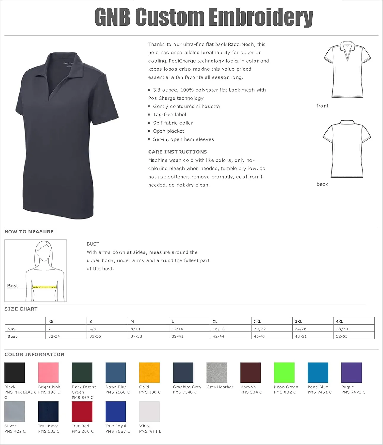 Womens/Ladies Custom Polo Shirt. Custom Embroidered Polo Shirt for Ladies.
