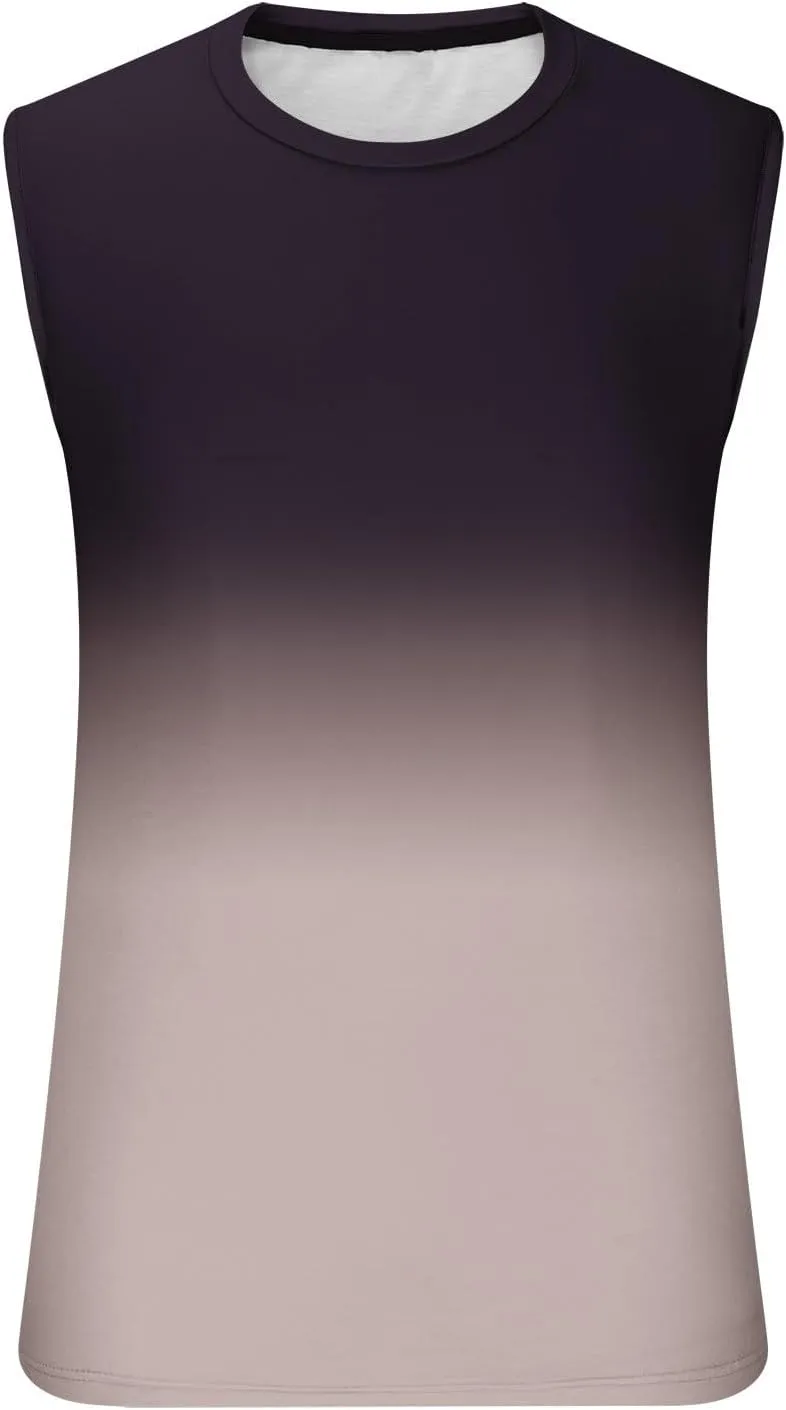 Xiaojmake Men's Workout Tank Top Quick Dry Athletic Running Muscle Tee Training Gym Shirt Ombre Sleeveless Cutoff Shirt