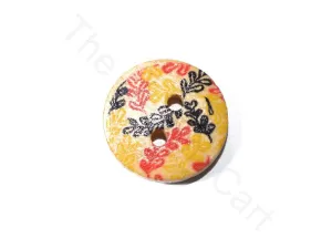 Yellow Black Flower Design Wooden Buttons