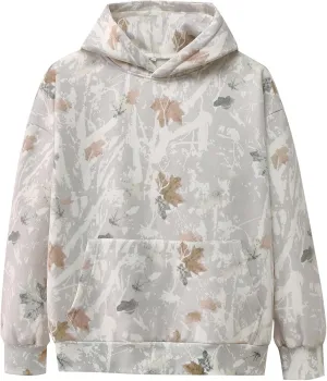 YKR Womens Camo Hoodie Oversized Maple Leaf Print Fleece Hooded Pullover Sweatshirt with Pocket