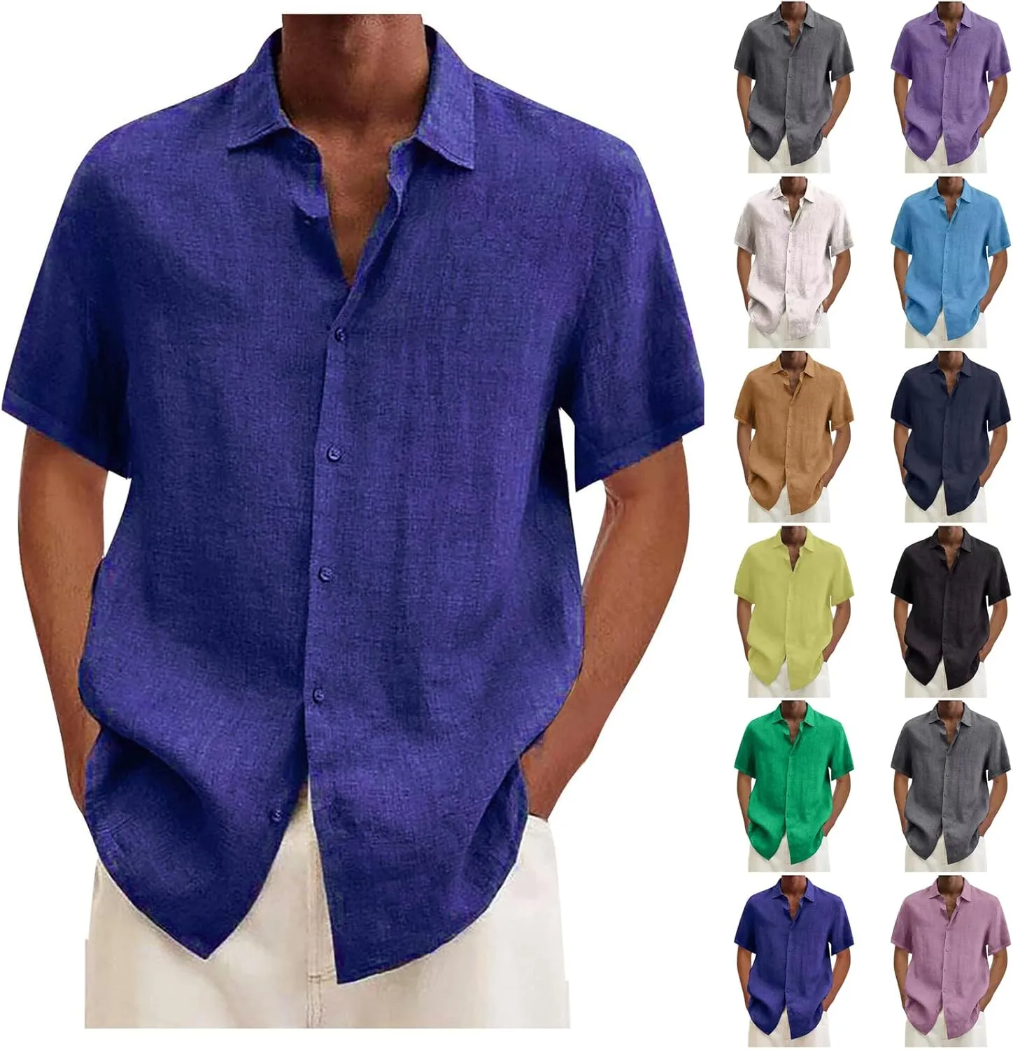 Ymosrh Mens Long Sleeve Shirt Men's Casual Cotton Linen Solid Color Shirts Loose Men Thermal Shirt Heavyweight
