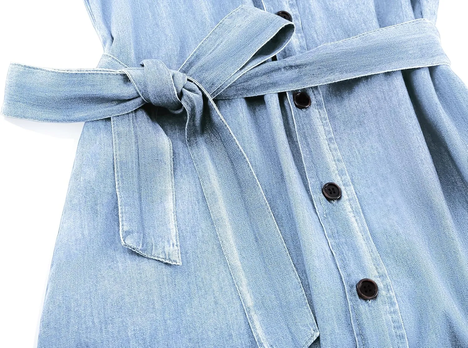 yoeasy Women's Casual Long Sleeve Denim Shirt Dress Retro Tie Waist Classic Button Down Pockets Jean Shirt Dress