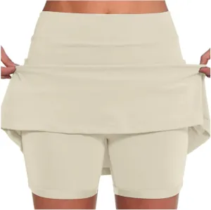 Yoga Skorts for Women Elastic Athletic Tennis Inner Shorts Tummy Control High Waist Strech Sports Skirts with Pockets