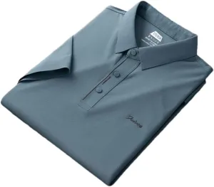 Youllyuu Ice Silk Elastic Polo Shirt Men's Short Sleeve Summer Solid Lapel T-Shirt Quick Dry Golf Polos