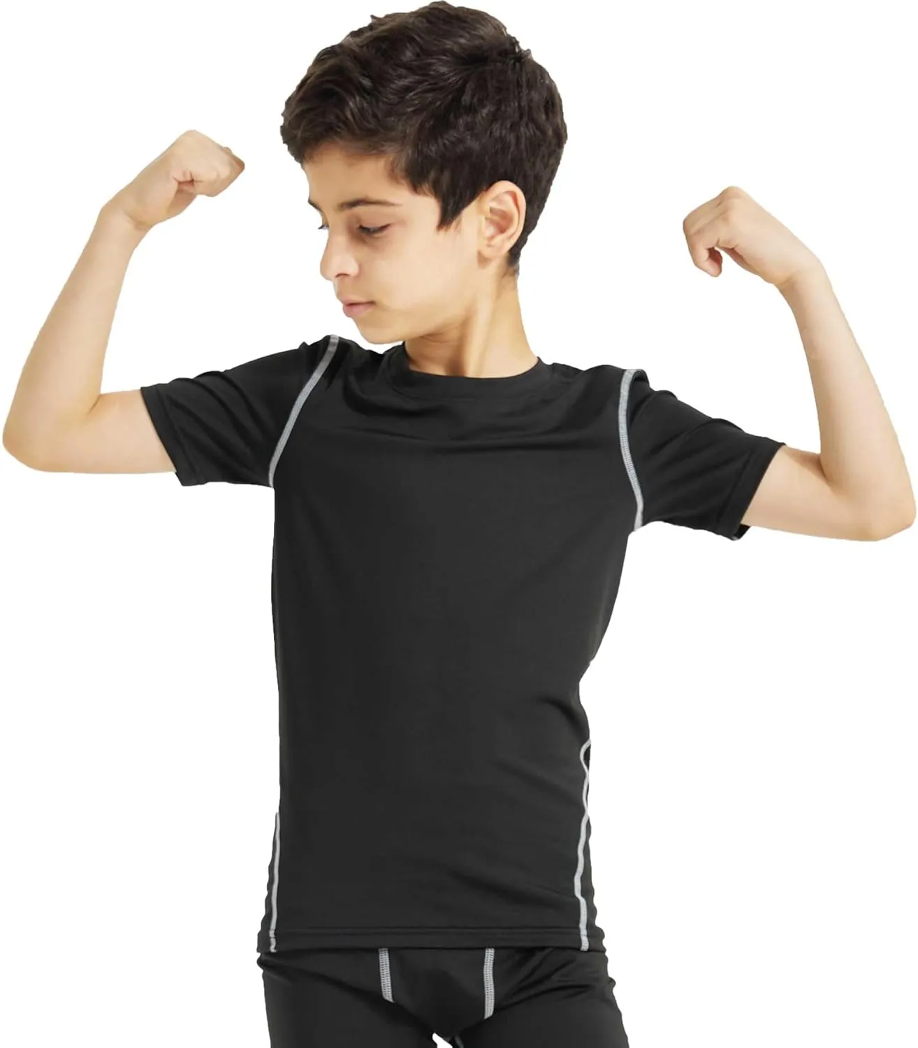 Youth Boys Compression Shirt Short Sleeve Football Undershirt for Kid Quick Dry Athletic Baseball T-Shirt Base Layer