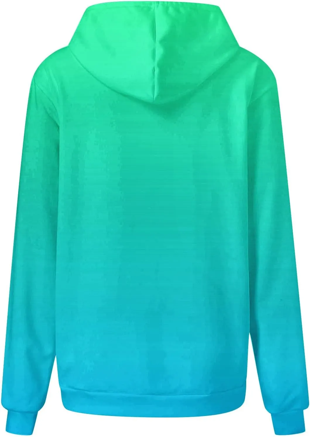 ZDRZK Hoodies For Women Gradient Print Casual Crewneck Long Sleeve Sweatshirts Hooded Loose Fit Oversized Pullover