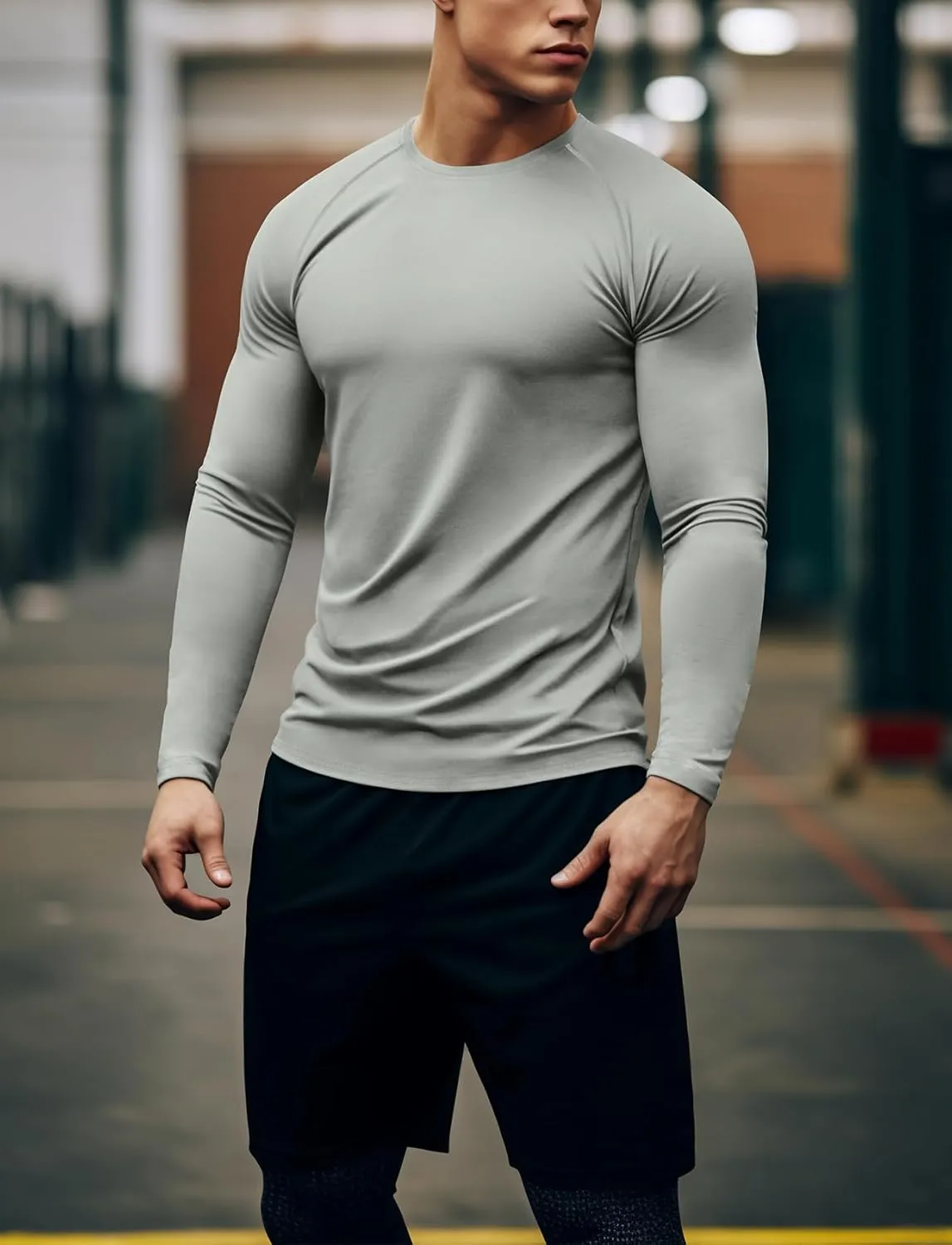 Zengjo Mens Long Sleeve Workout Shirts Moisture Wicking Running Athletic Sport Performance T-Shirt Lightweight SPF Sun Shirt