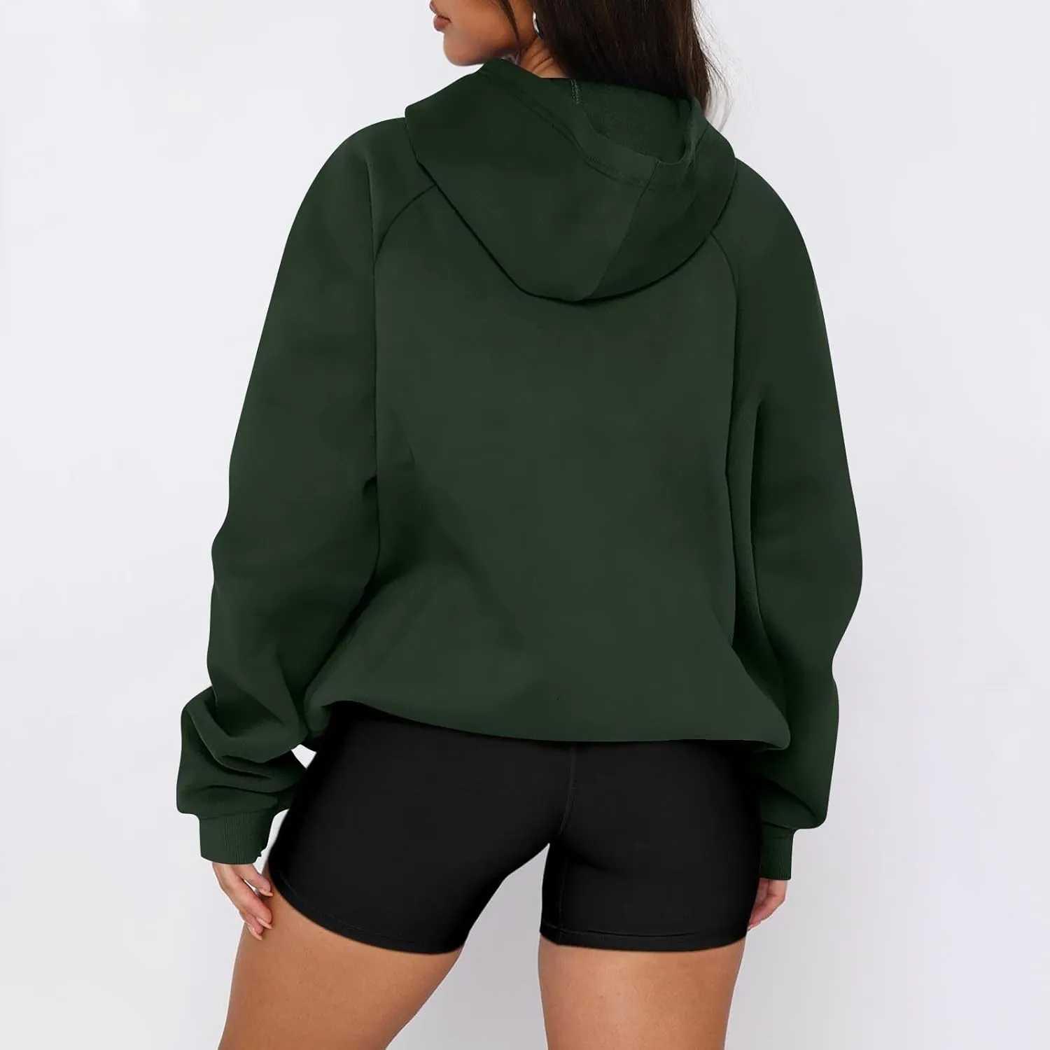 Zip Up Hoodie Women Y2K Comfy Long Sleeve Fleece Quarter Zip Pullover Preppy Cute Oversized Sweatshirt with Pockets