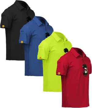 ZITY 4 Pack Mens Polo Shirt Short Sleeve Sports Golf Tennis T-Shirt Athletic Collared Tactical Shirts