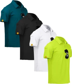 ZITY 4 Pack Mens Polo Shirt Short Sleeve Sports Golf Tennis T-Shirt Athletic Collared Tactical Shirts