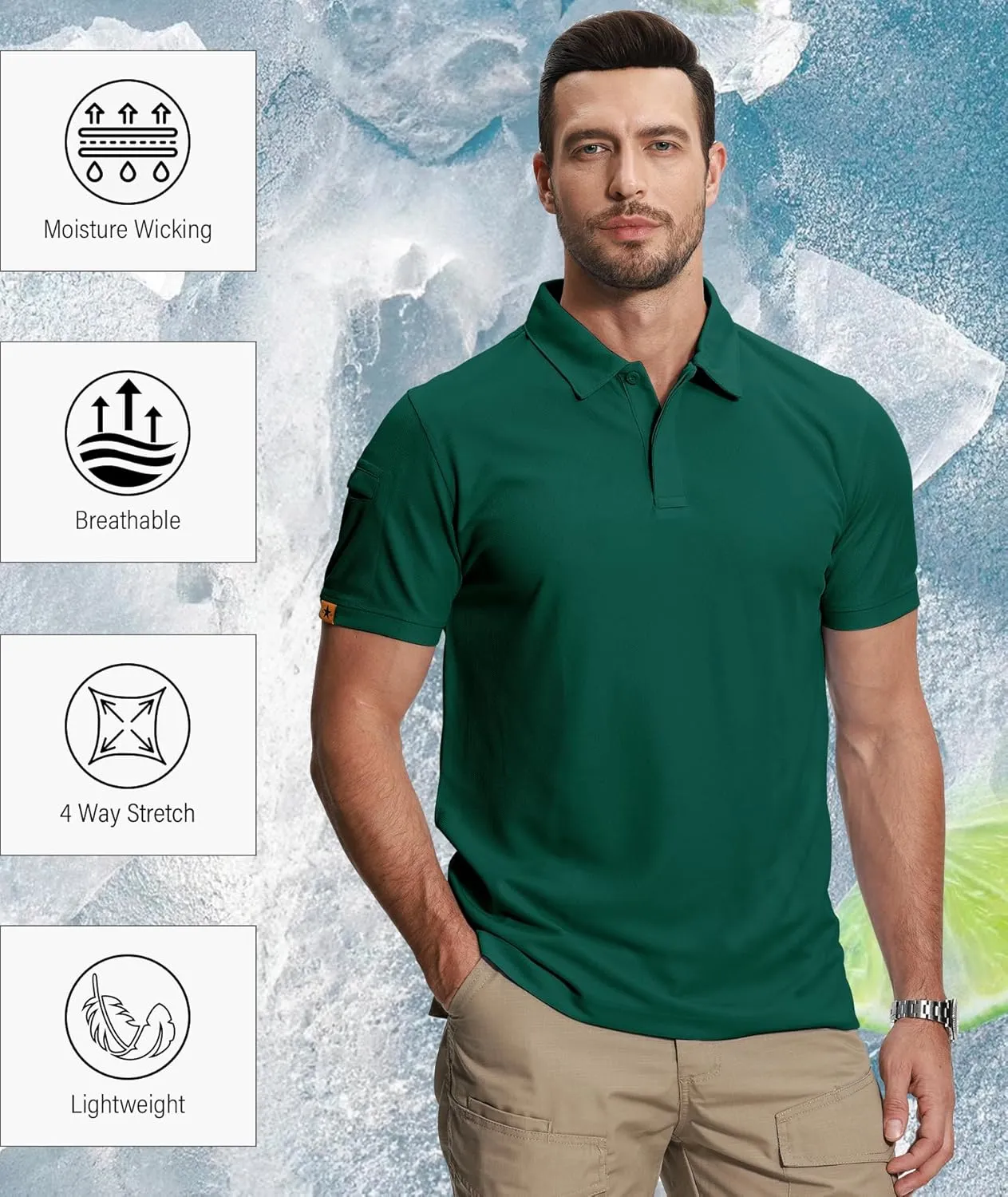 ZITY 5 Pack Mens Polo Shirt Short Sleeve Sports Golf Tennis T-Shirt Moisture-Wicking Summer Shirts