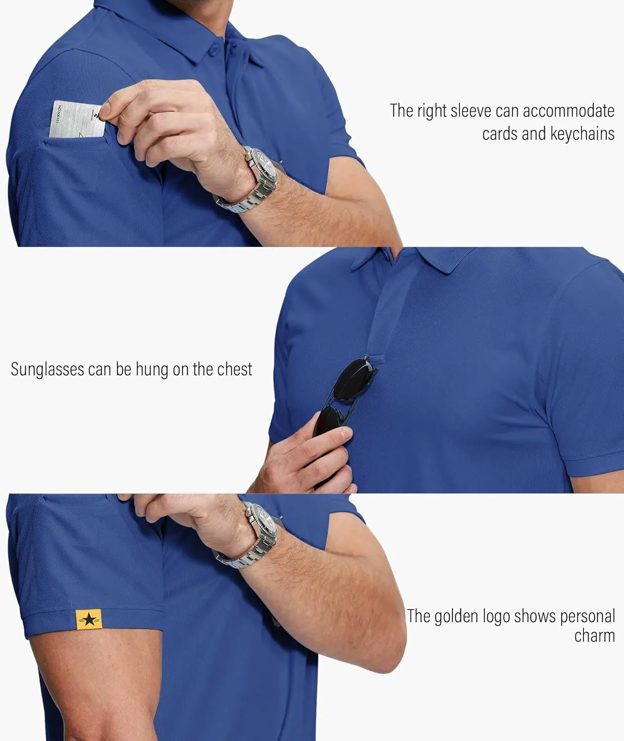 ZITY 5 Pack Mens Polo Shirt Short Sleeve Sports Golf Tennis T-Shirt Moisture-Wicking Summer Shirts