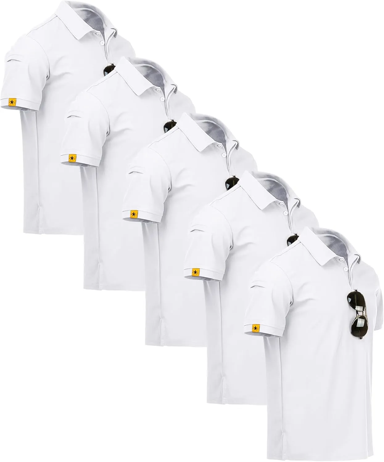 ZITY 5 Pack Mens Polo Shirt Short Sleeve Sports Golf Tennis T-Shirt Moisture-Wicking Summer Shirts
