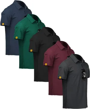 ZITY 5 Pack Mens Polo Shirt Short Sleeve Sports Golf Tennis T-Shirt Moisture-Wicking Summer Shirts