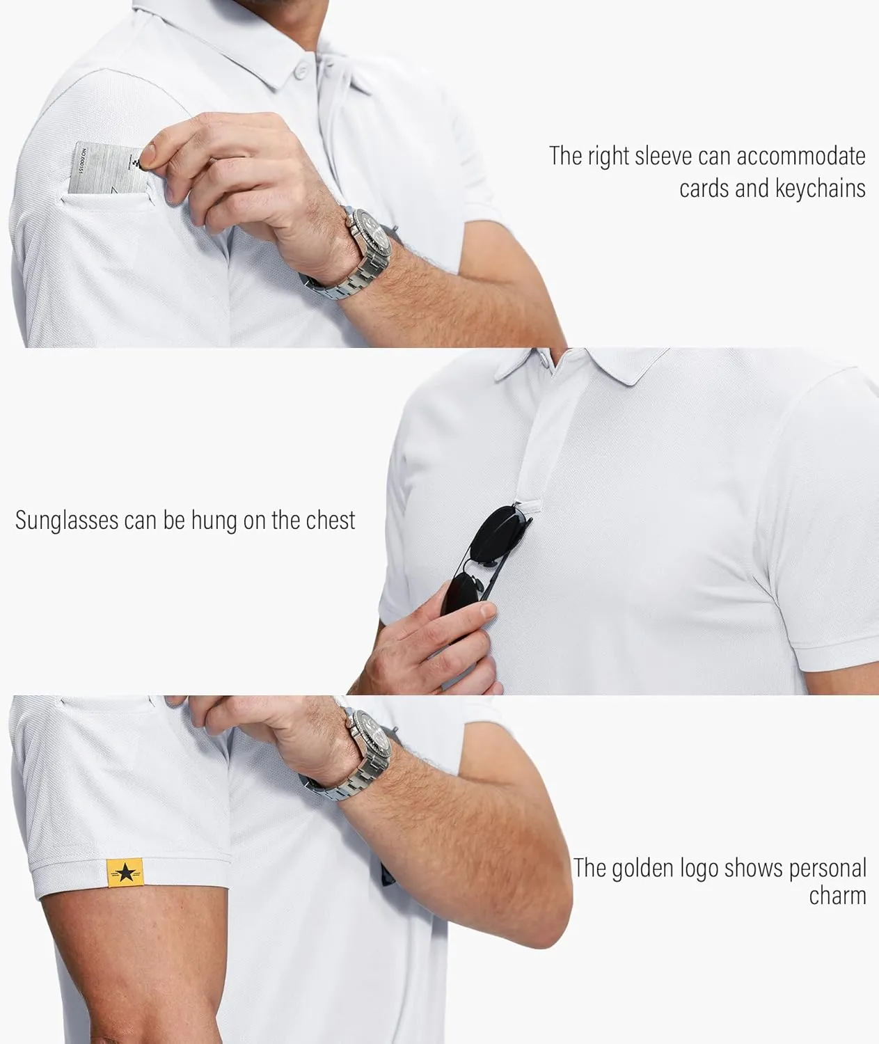 ZITY 5 Pack Mens Polo Shirt Short Sleeve Sports Golf Tennis T-Shirt Moisture-Wicking Summer Shirts
