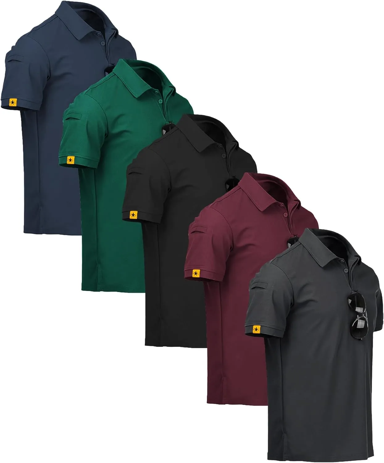 ZITY 5 Pack Mens Polo Shirt Short Sleeve Sports Golf Tennis T-Shirt Moisture-Wicking Summer Shirts