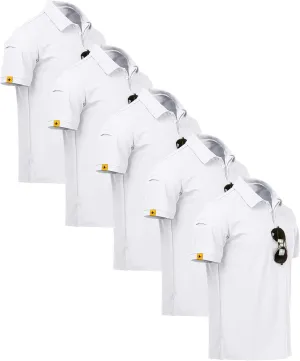 ZITY 5 Pack Mens Polo Shirt Short Sleeve Sports Golf Tennis T-Shirt Moisture-Wicking Summer Shirts