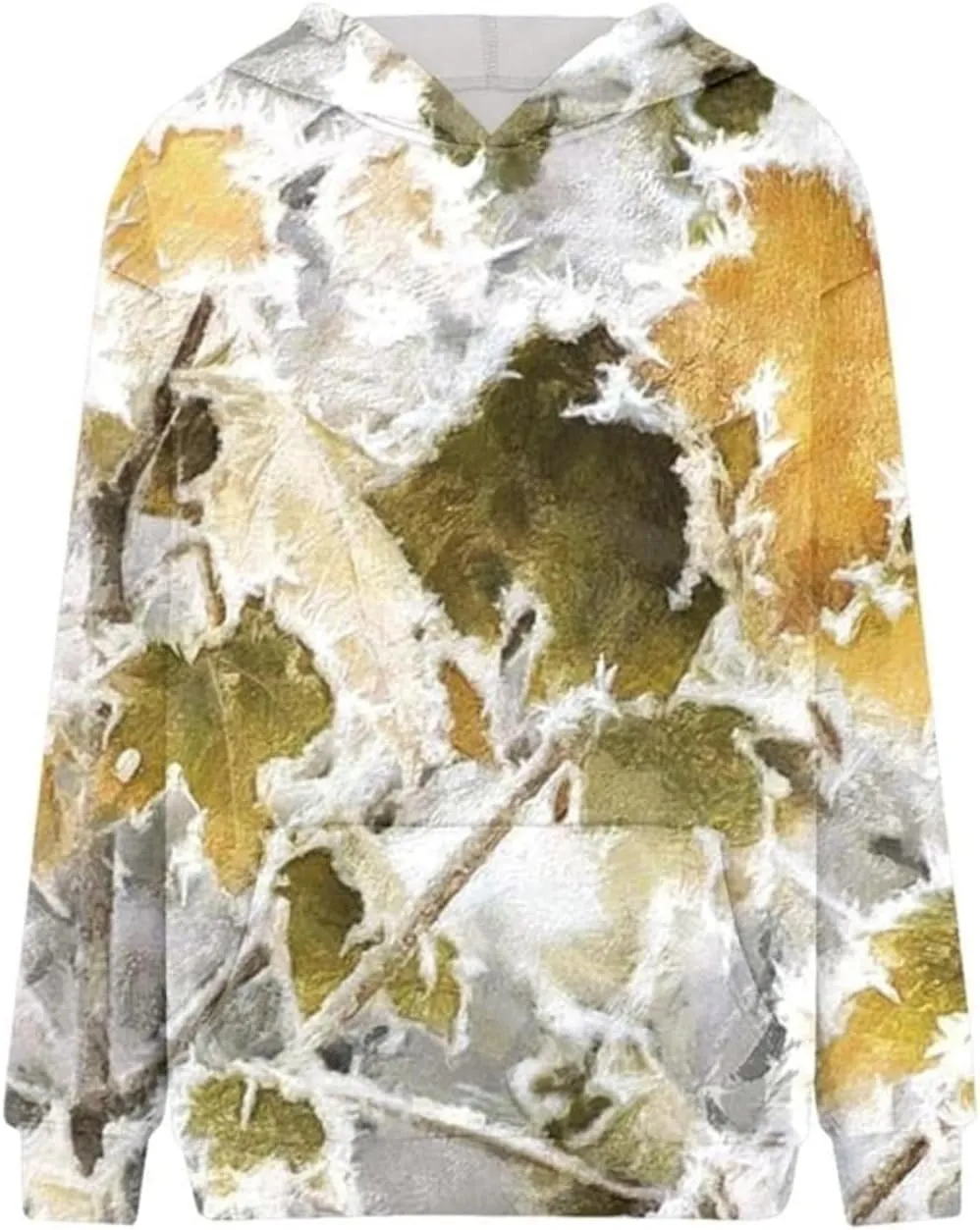 ZWRXW Women's Camo Hoodie Maple Leaf Print Oversized Sweatshirt Pullover Hooded Sweatshirt Long Sleeve Camouflage Hoodie